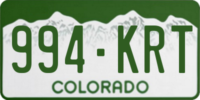 CO license plate 994KRT