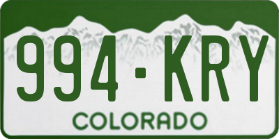 CO license plate 994KRY