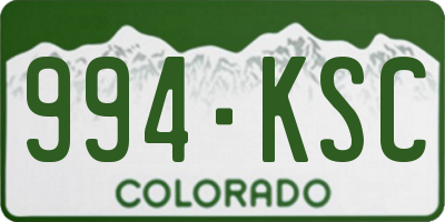 CO license plate 994KSC
