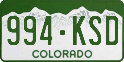 CO license plate 994KSD