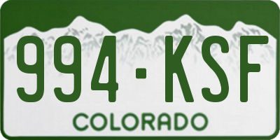 CO license plate 994KSF