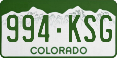CO license plate 994KSG