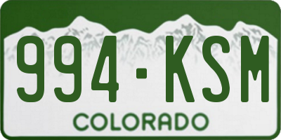 CO license plate 994KSM