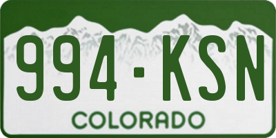CO license plate 994KSN