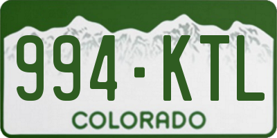 CO license plate 994KTL