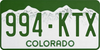 CO license plate 994KTX