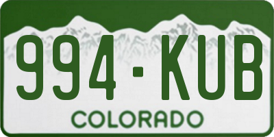 CO license plate 994KUB