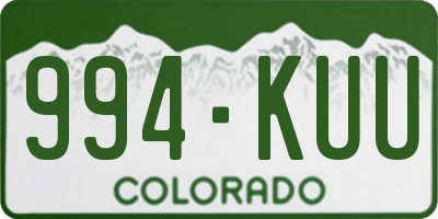 CO license plate 994KUU