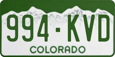 CO license plate 994KVD