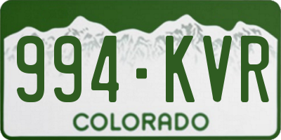 CO license plate 994KVR