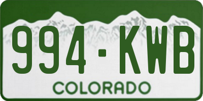 CO license plate 994KWB