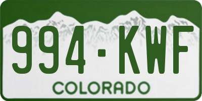 CO license plate 994KWF