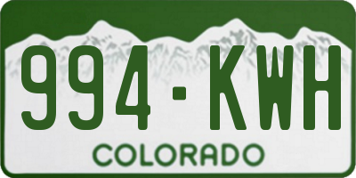 CO license plate 994KWH