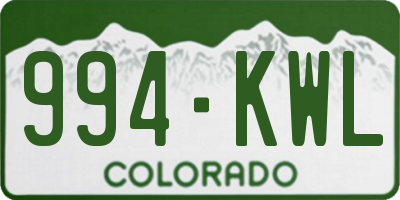 CO license plate 994KWL