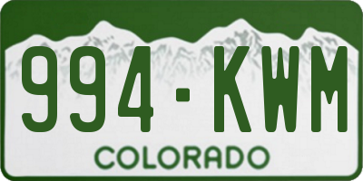 CO license plate 994KWM