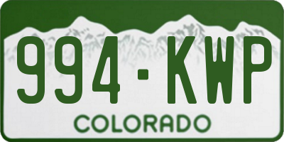 CO license plate 994KWP