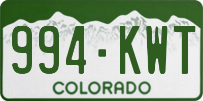 CO license plate 994KWT