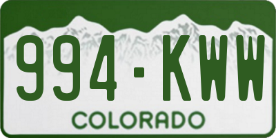 CO license plate 994KWW