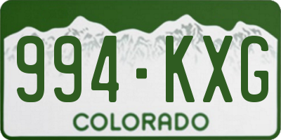 CO license plate 994KXG