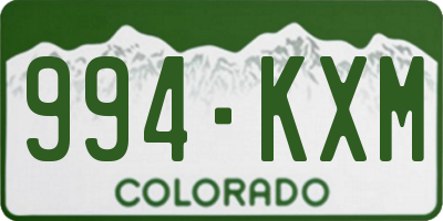 CO license plate 994KXM