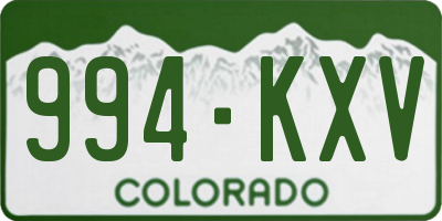 CO license plate 994KXV