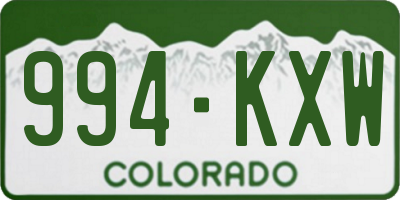 CO license plate 994KXW