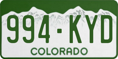 CO license plate 994KYD