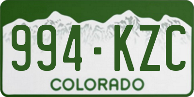 CO license plate 994KZC