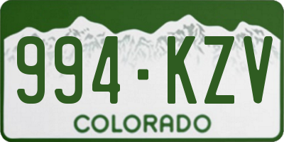 CO license plate 994KZV