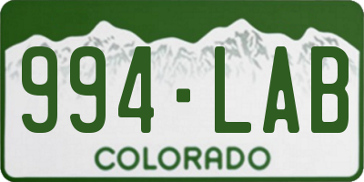 CO license plate 994LAB