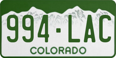 CO license plate 994LAC