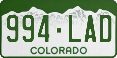 CO license plate 994LAD