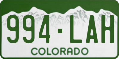 CO license plate 994LAH