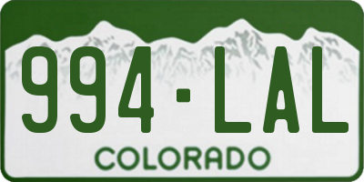 CO license plate 994LAL