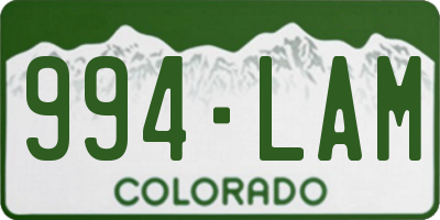 CO license plate 994LAM