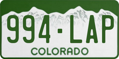 CO license plate 994LAP