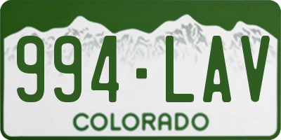 CO license plate 994LAV