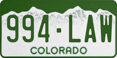 CO license plate 994LAW