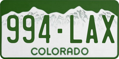CO license plate 994LAX