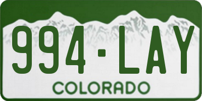 CO license plate 994LAY