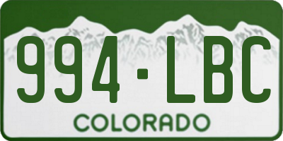 CO license plate 994LBC