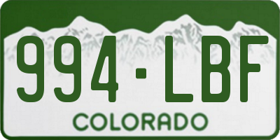 CO license plate 994LBF