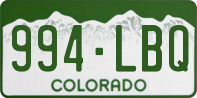 CO license plate 994LBQ