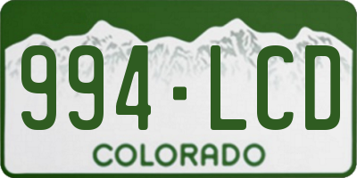CO license plate 994LCD