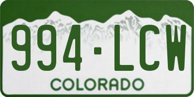 CO license plate 994LCW