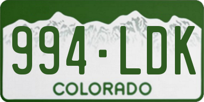 CO license plate 994LDK