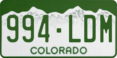 CO license plate 994LDM