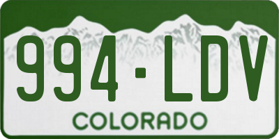 CO license plate 994LDV