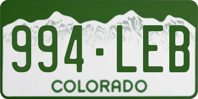 CO license plate 994LEB