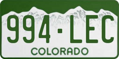 CO license plate 994LEC